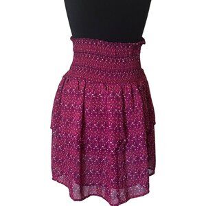 Old Navy Brand Mini Flare Stretch Skirt Red Wine 100% Polyester Junior's Size M
